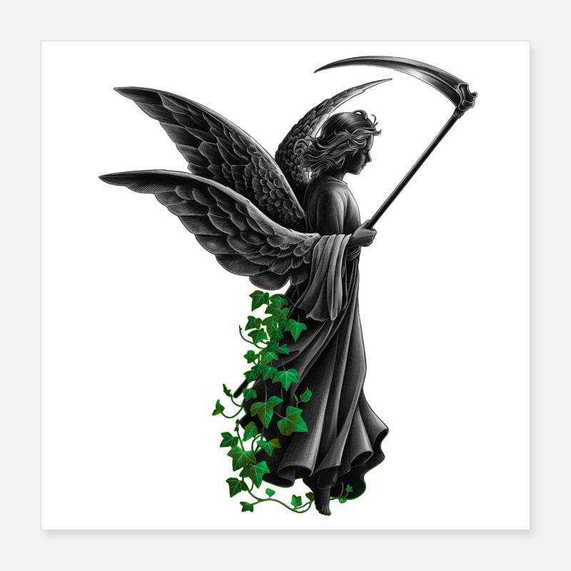 engelstatue, goth, frauen Poster 40x40 cm