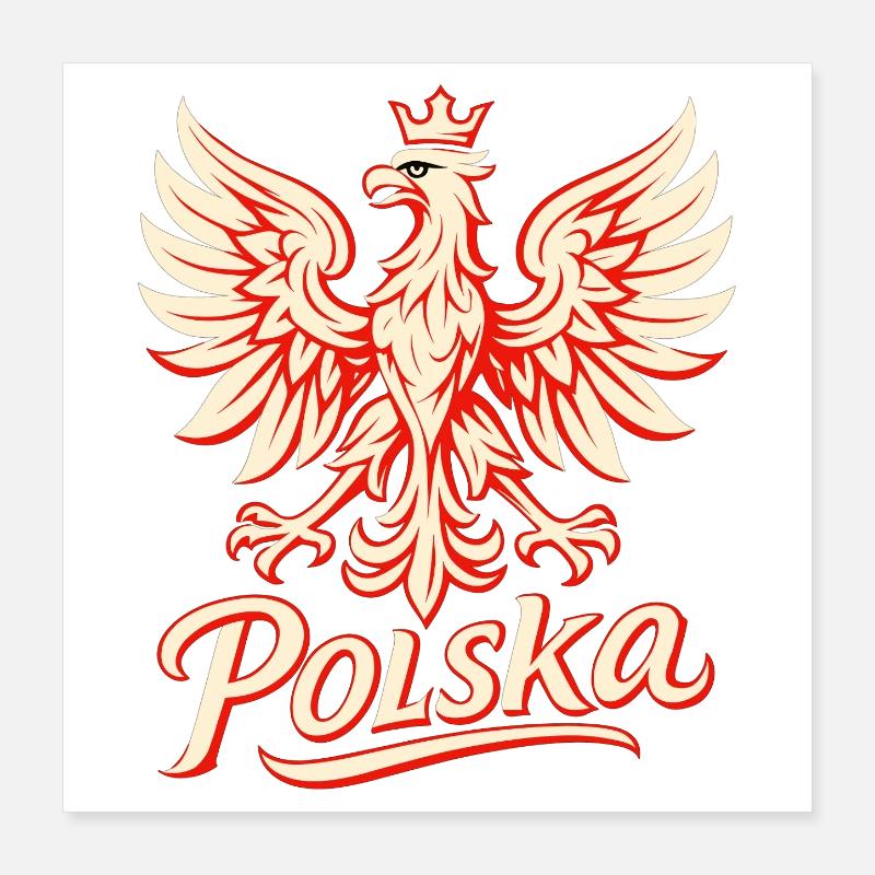 Pologne Polska Aigle Drapeau Drapeau Graphique Cadeau Poster 40 x 40 cm