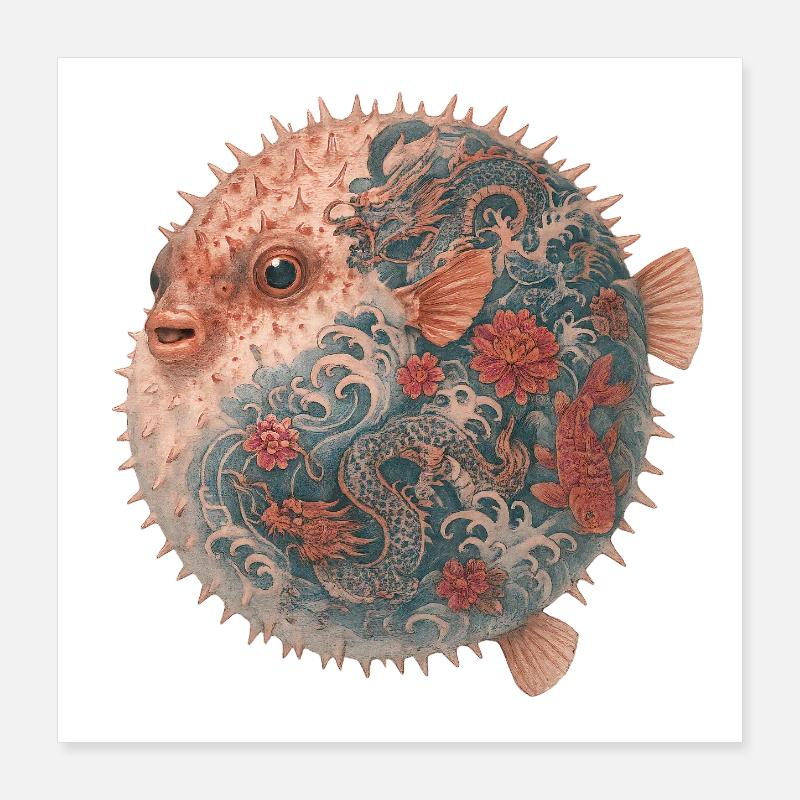 Yakuza Pufferfish – Calme sous pression Poster 40 x 40 cm