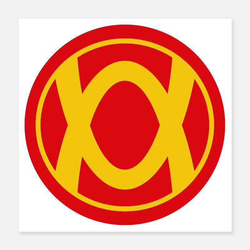 Retro Superhelden Emblem Design Poster 40x40 cm