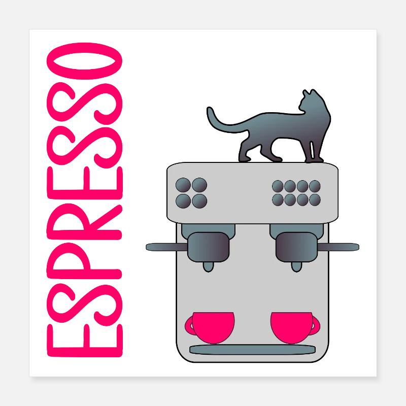 ESPRESSO COFFEE MAKER CATS Poster 16" x 16" (40x40 cm)