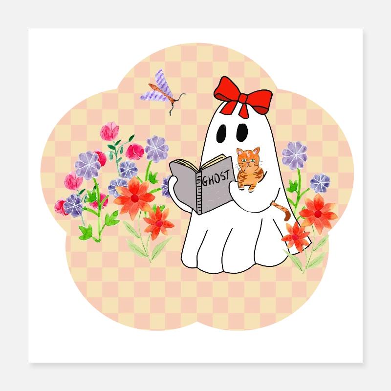 Read Ghost with Cat Poster 16" x 16" (40x40 cm)