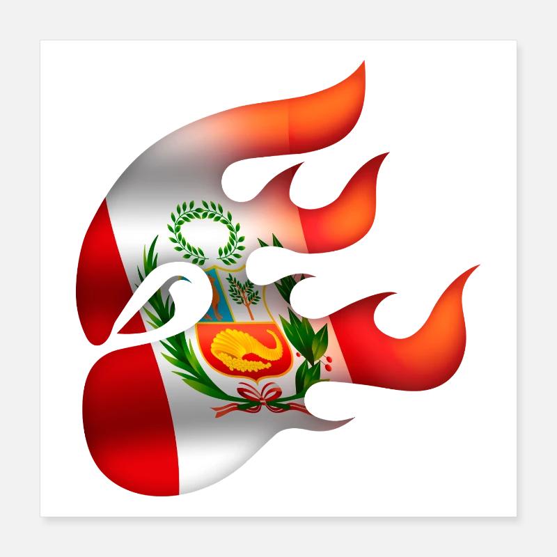 Flagge von Peru - Peru - Ninja Poster 40x40 cm
