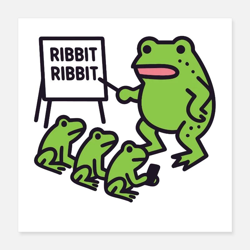 Frog Teaching with Ribbit Phrase Poster 16" x 16" (40x40 cm)