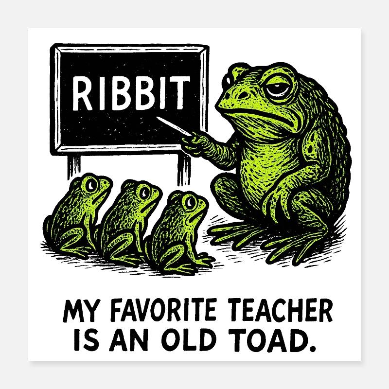 Lomu Frog Teaching Class Illustration Poster 16" x 16" (40x40 cm)