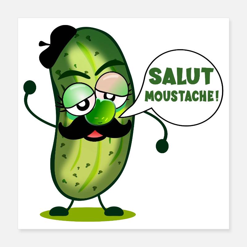 HALLO SCHNURRBART GURKEN Poster 40x40 cm