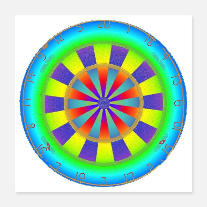 Dartboard Rainbow Poster 40x40 cm