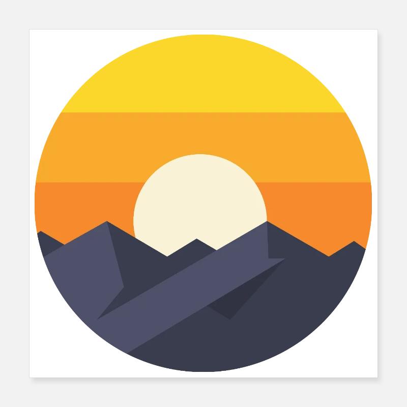 Coucher de soleil Montagne Abstrait Poster 40 x 40 cm