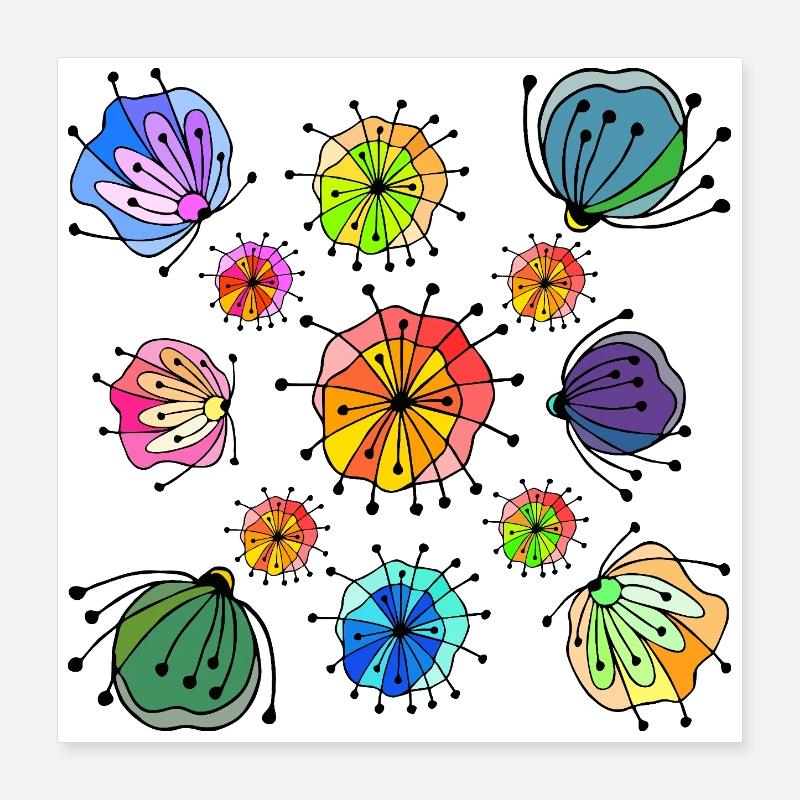 Motif de papillon abstrait coloré Poster 40 x 40 cm