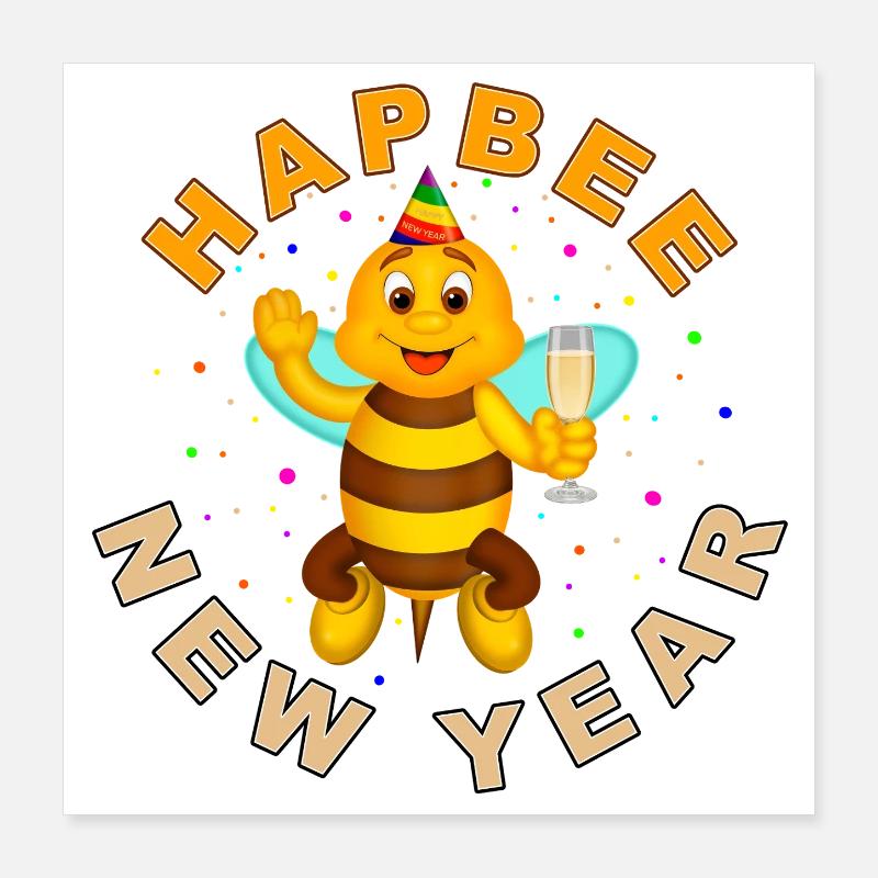 HAPBEE Neujahr mit Text Poster 40x40 cm