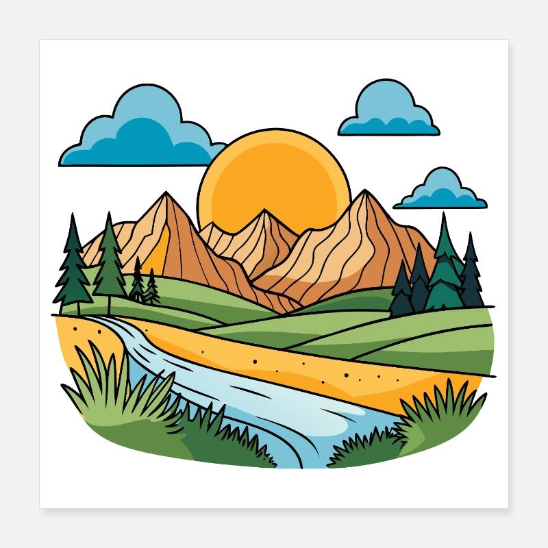 Bunte Berge Poster 40x40 cm