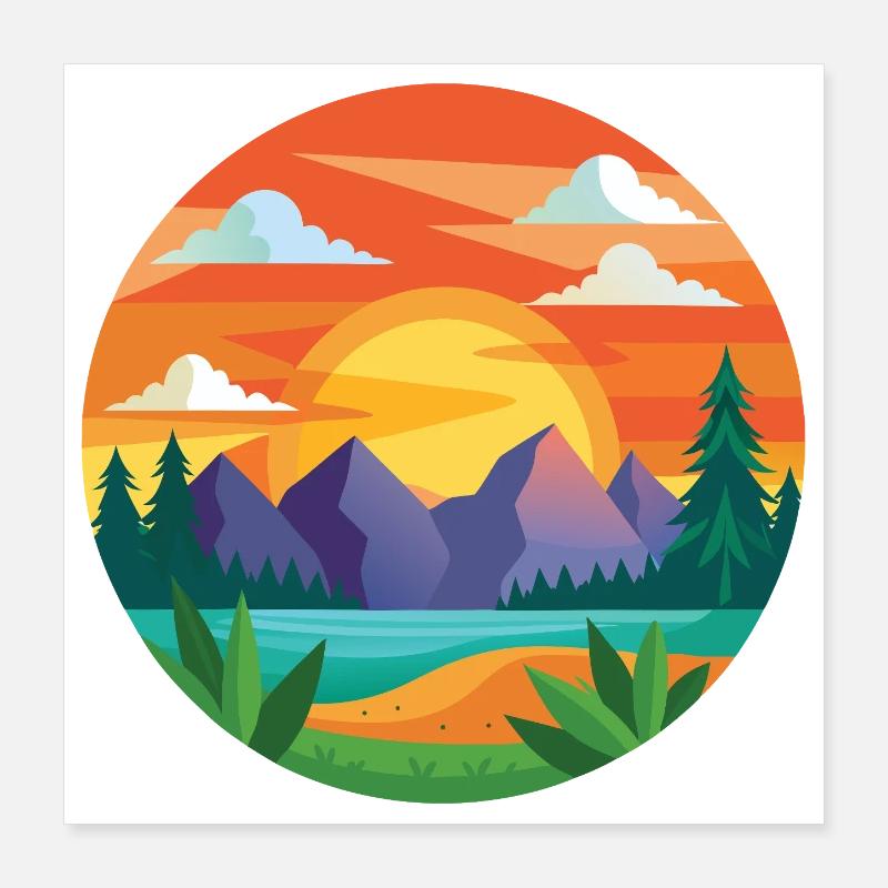 Bunte Berge Poster 40x40 cm