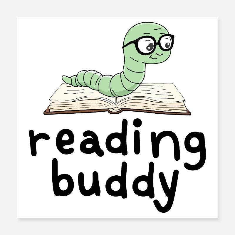 Lesefreund Niedlicher Bücherwurm Mit Buch Poster 40x40 cm
