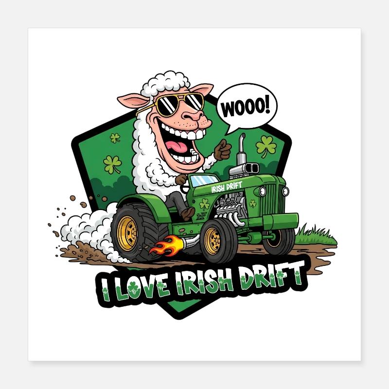 Irisches Drift Schaf Auto Design Poster 40x40 cm