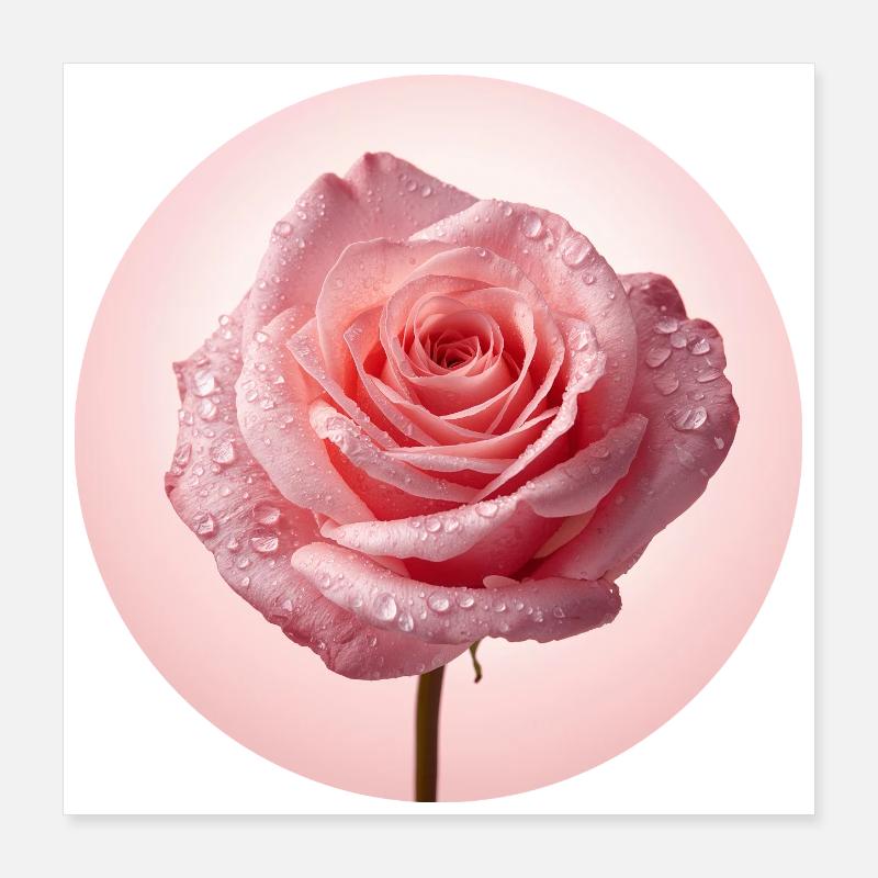 Delicate Pink Roses with Dew Poster 16" x 16" (40x40 cm)
