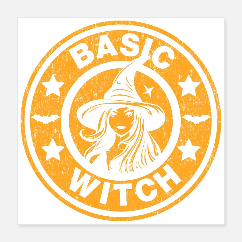 Sorcière de base Vintage Halloween Esthétique Citrouille Poster 40 x 40 cm