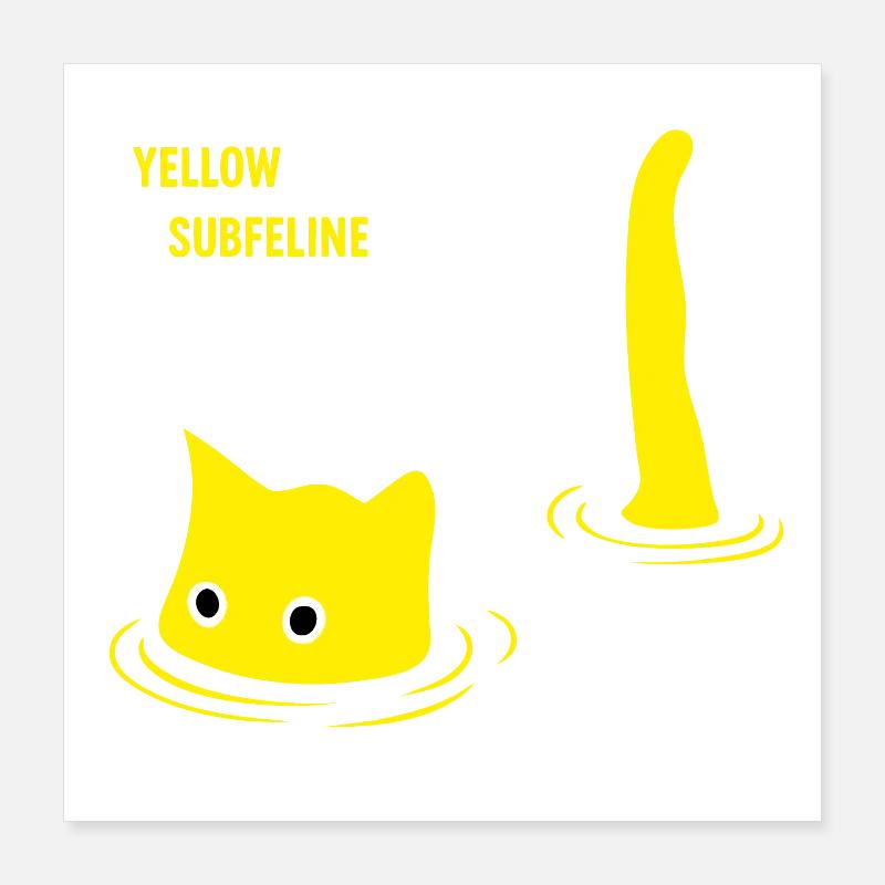 Gelbe Subkatze Retro Design Poster 40x40 cm