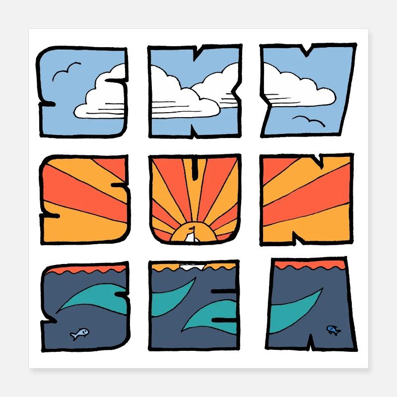 Ciel Soleil Mer Poster 40 x 40 cm