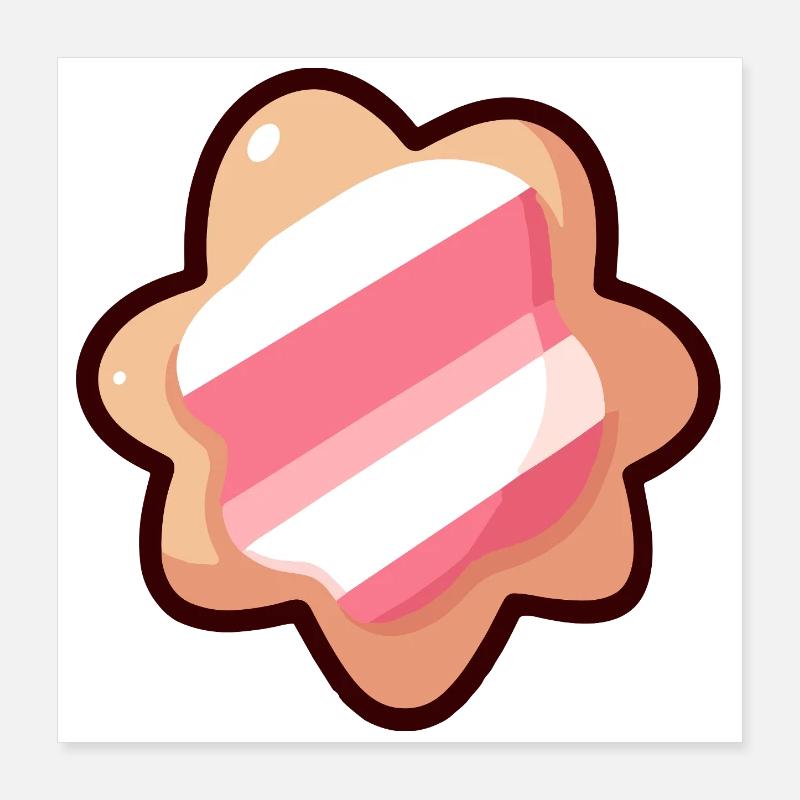 Pink Striped Cookie Emblem Poster 16" x 16" (40x40 cm)