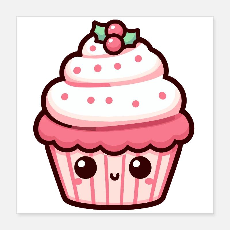 Illustration de cupcake de Noël mignon Poster 40 x 40 cm