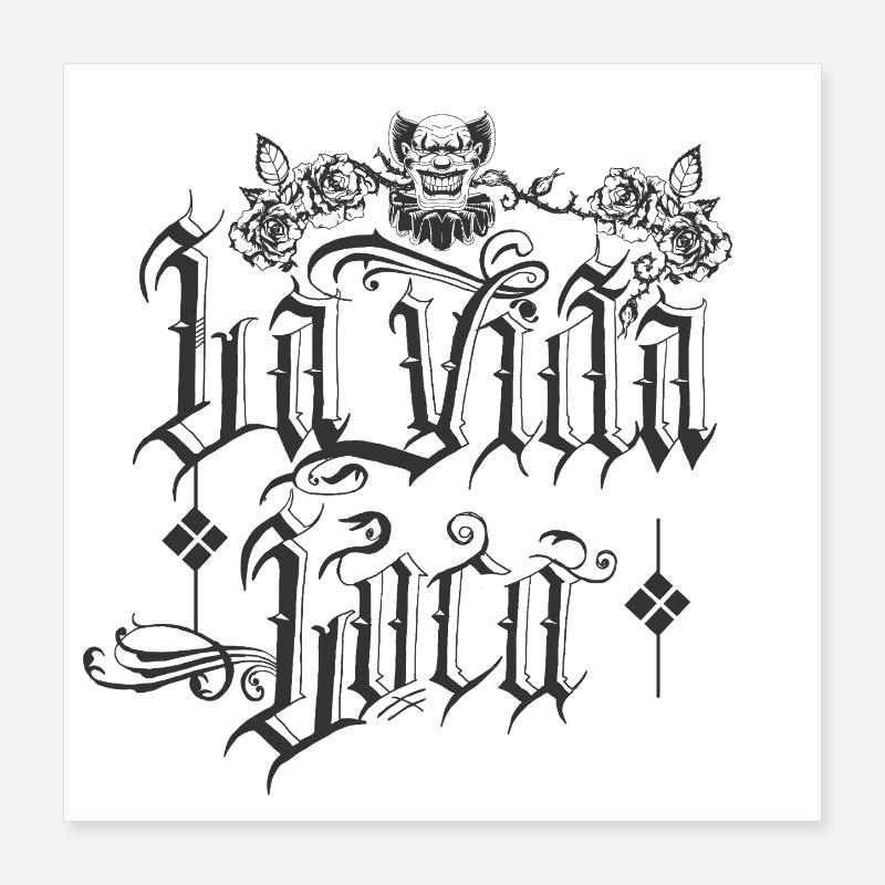 Retro Gothic Text with Clown Motif Poster 16" x 16" (40x40 cm)