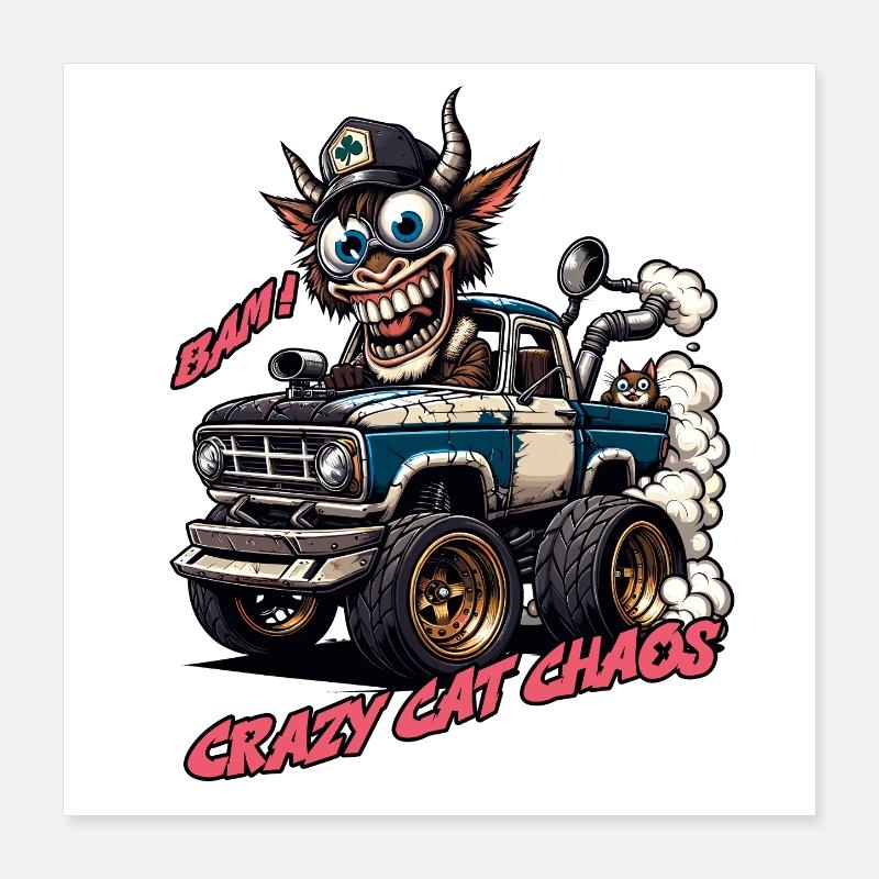 Conception tout-terrain Crazy Cat Chaos Poster 40 x 40 cm