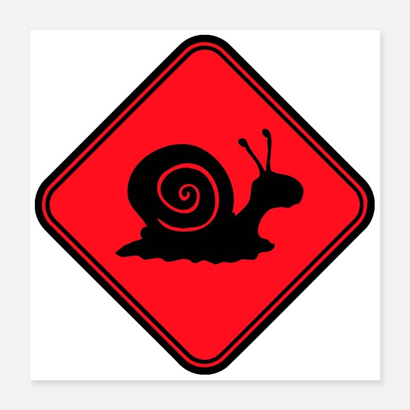 Snail Danger Caution Sign Warning Poster 16" x 16" (40x40 cm)