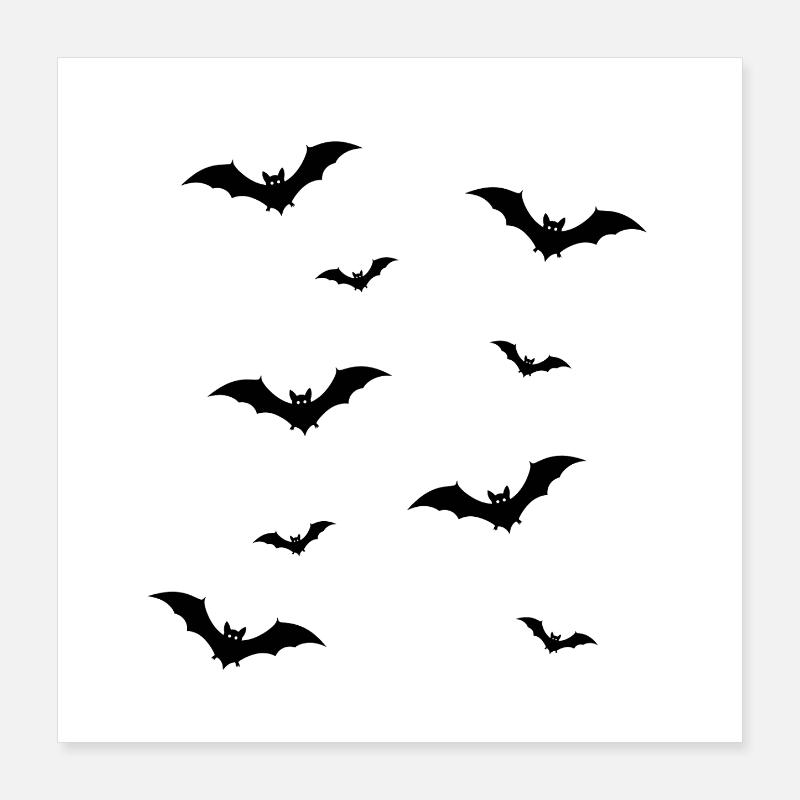 Fledermaus Schwarm Silhouette Illustration Poster 40x40 cm