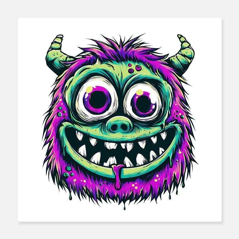 Buntes psychedelisches Monster Poster 40x40 cm