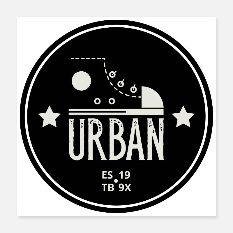 Urban Style Badge Featuring Red Sneaker and Bold  Poster 40 x 40 cm