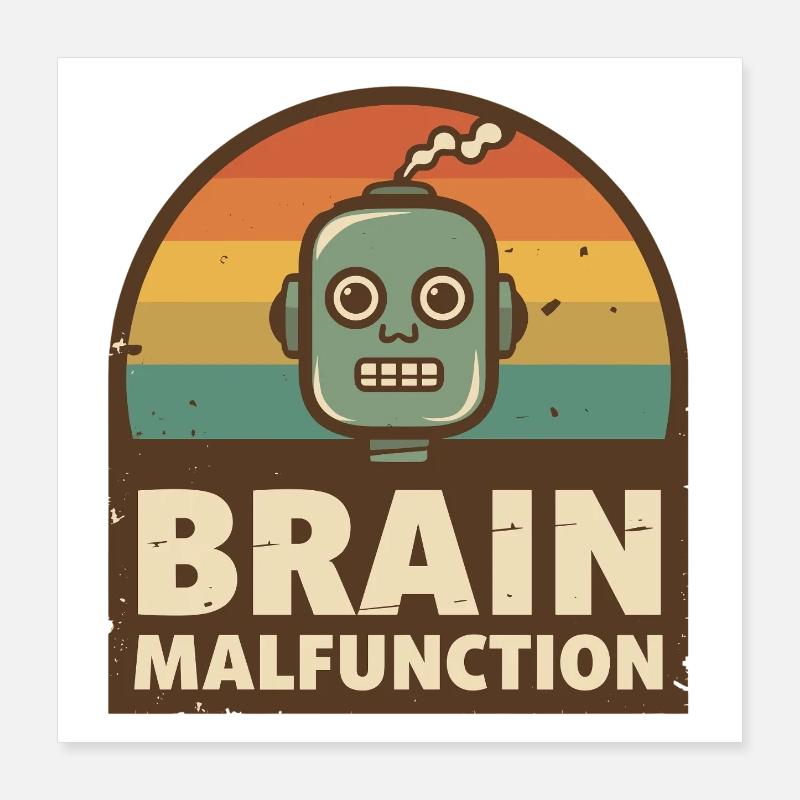 Robot rétro avec coucher de soleil arc-en-ciel Poster 40 x 40 cm