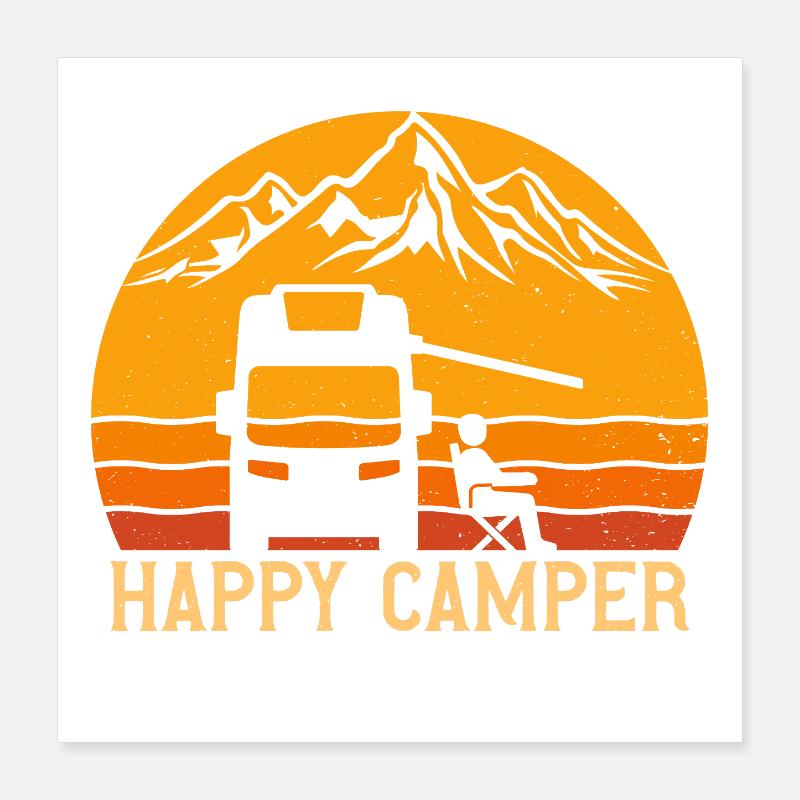Happy Camper Camper Camping Poster 40 x 40 cm