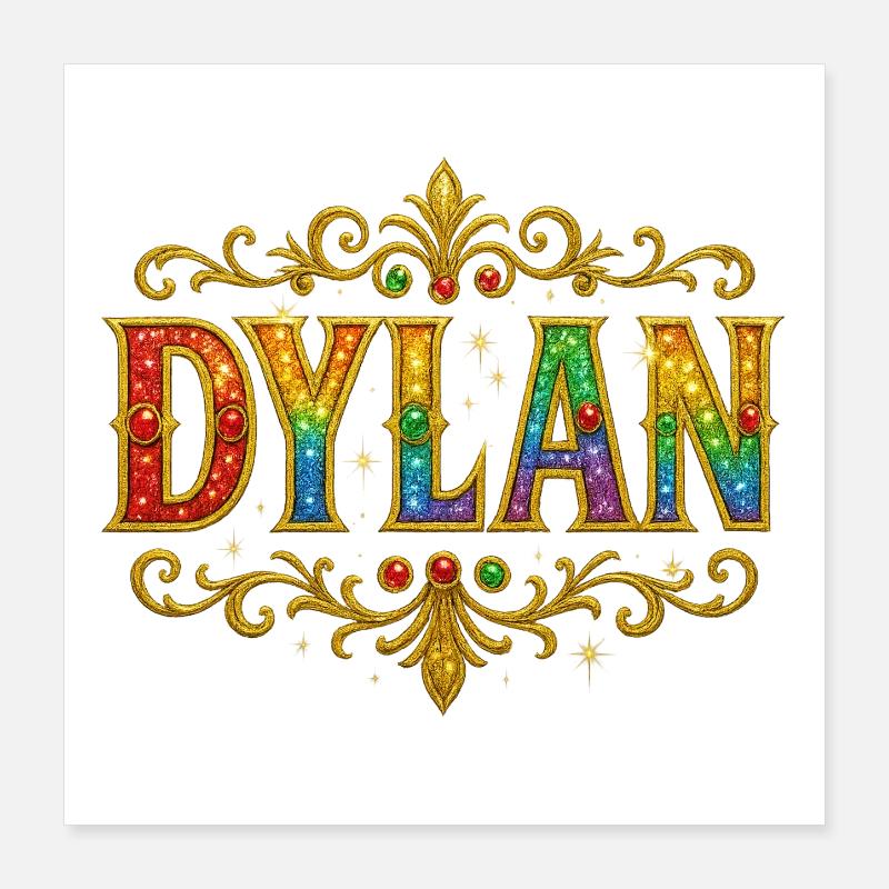 DYLAN Glitzer Gold Pailletten Poster 40x40 cm