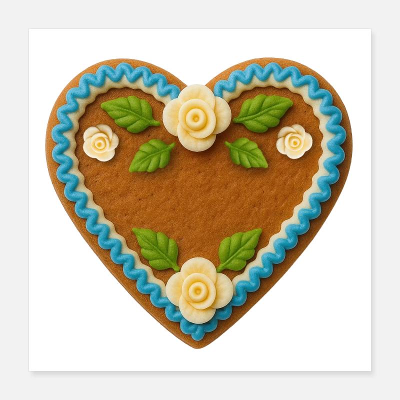 Savoury gingerbread heart with frosting Poster 16" x 16" (40x40 cm)