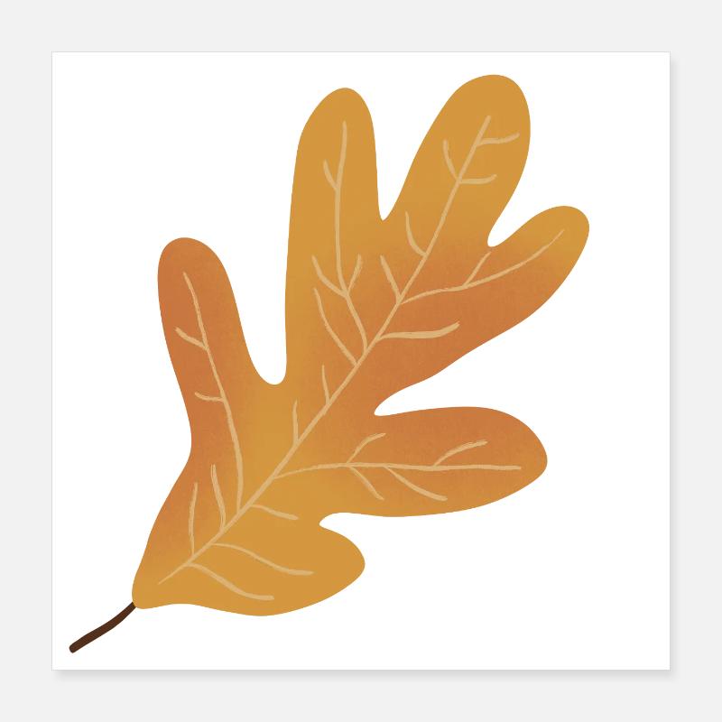 Herbst Eichenblatt Illustration Poster 40x40 cm