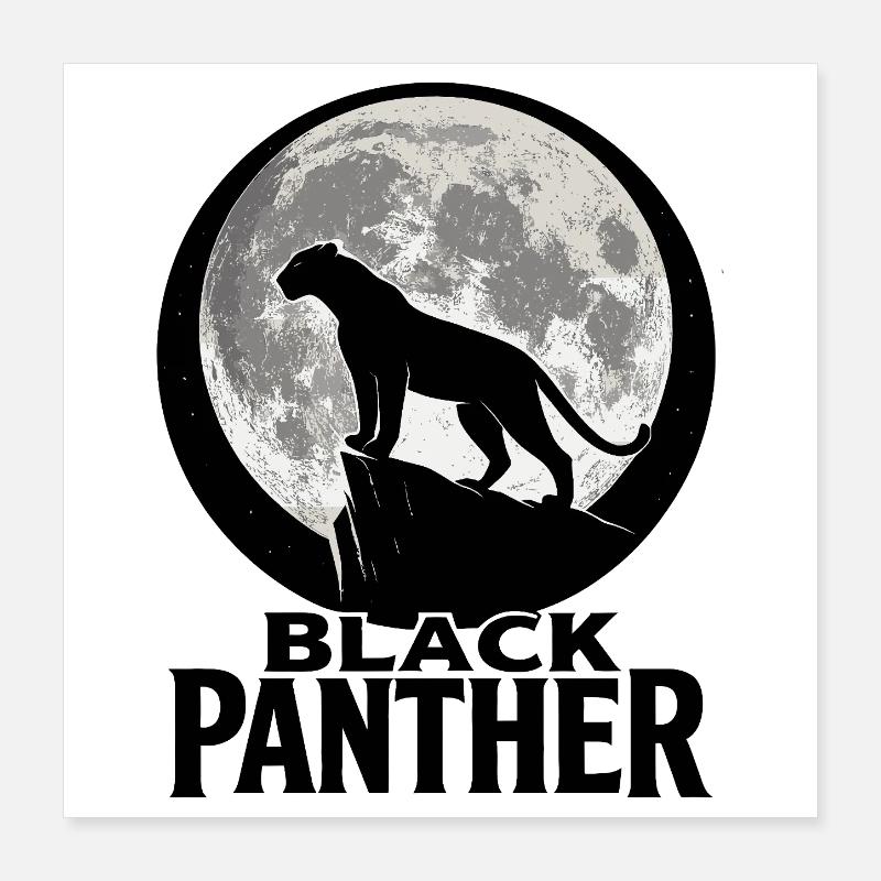 Silhouette de Panthère sous Pleine Lune Poster 40 x 40 cm
