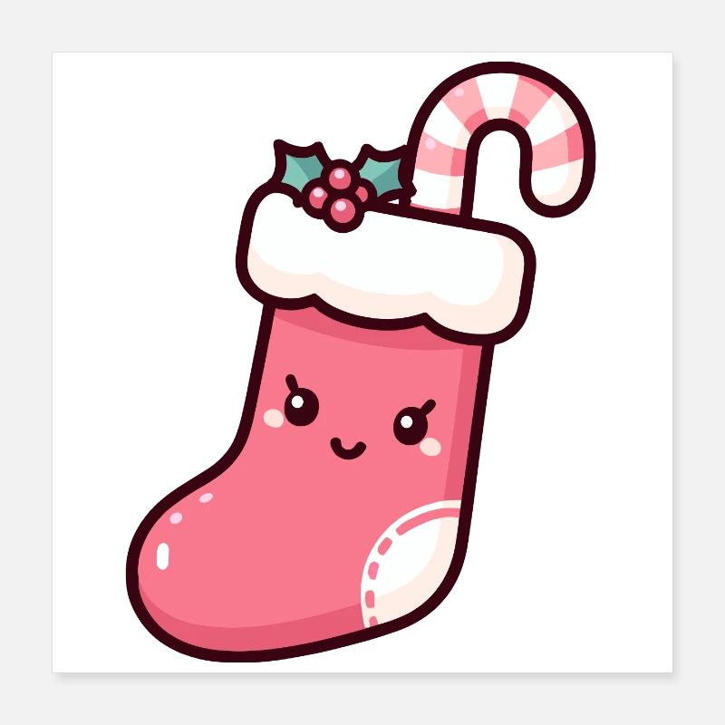 Illustration de bas de Noël festif Poster 40 x 40 cm