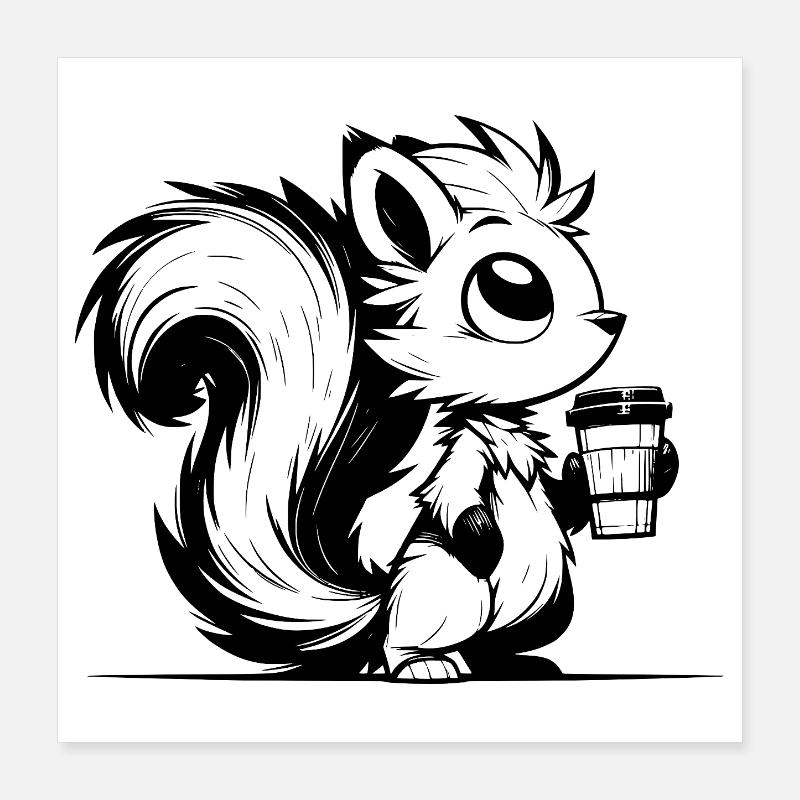 Mehr Kaffee, weniger Stress Eichhörnchen Tag Poster 40x40 cm