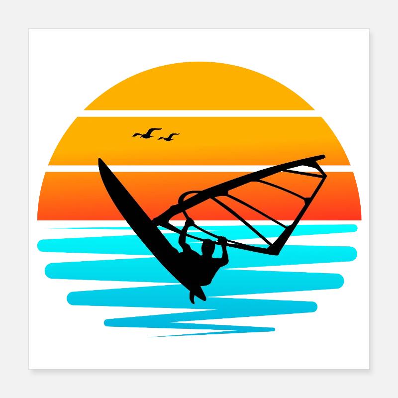 Windsurf au Coucher de Soleil Poster 40 x 40 cm