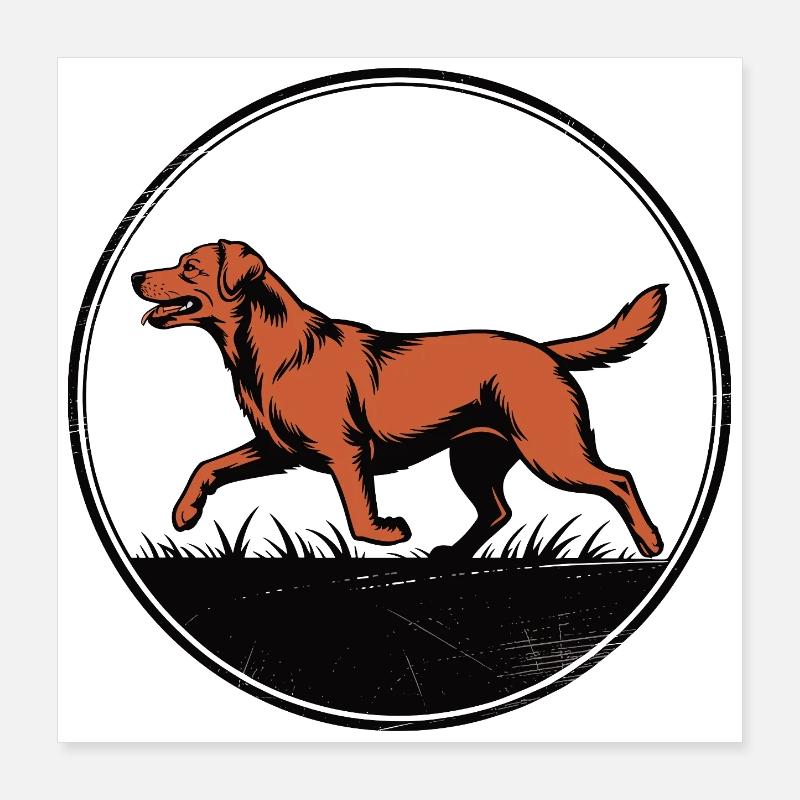 Fox Red Lab Silhouette – Circular Badge Poster 40x40 cm
