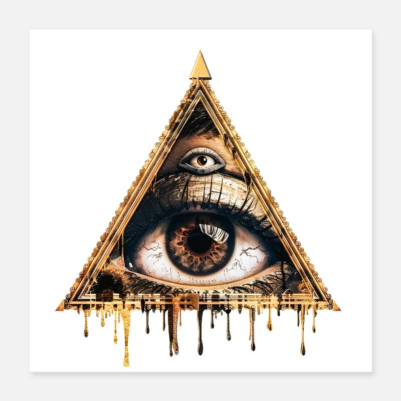 Œil mystique dans triangle doré Poster 40 x 40 cm