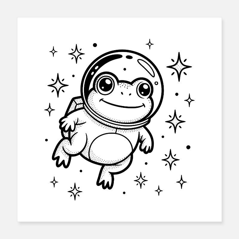 Frog in Space - Cool Astonomy Logo Poster 40x40 cm