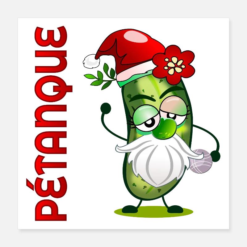 Weihnachts-Petanque-Boule-Gurken Poster 40x40 cm