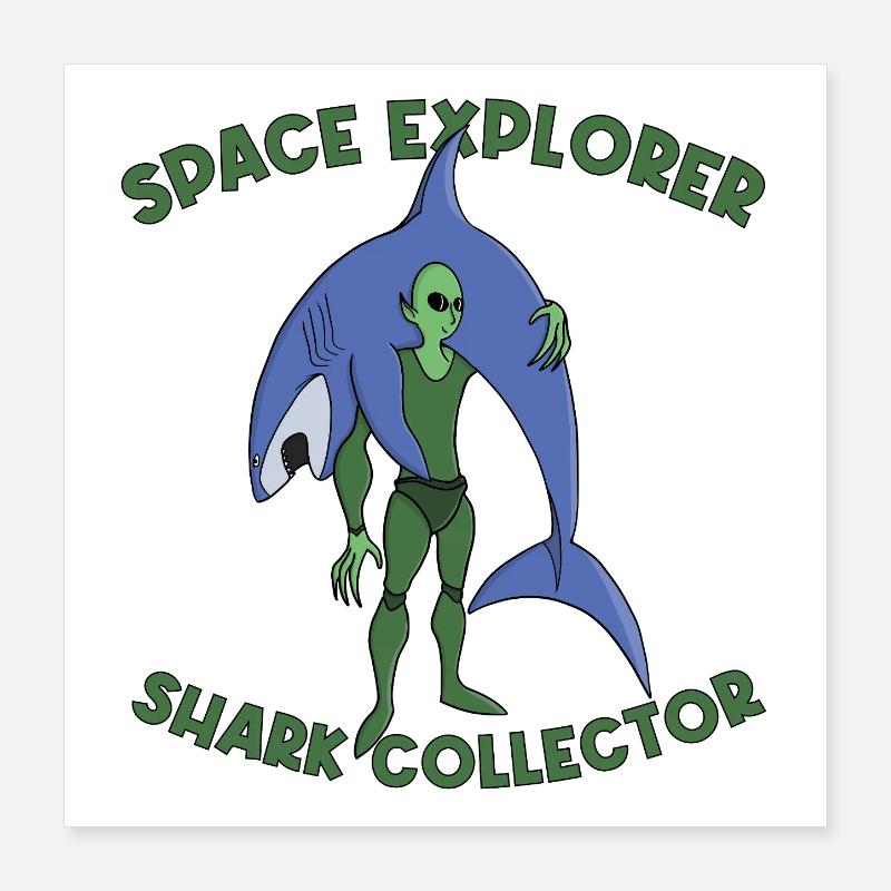Space Explorer Shark Collector Poster 16" x 16" (40x40 cm)