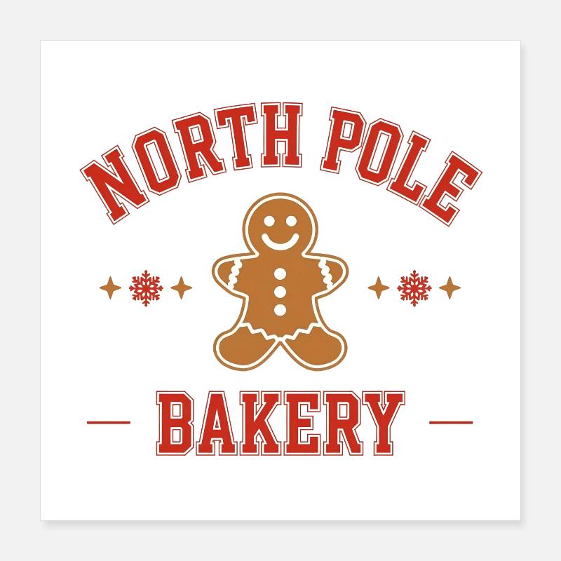 College Style Gingerbread Man – North Pole Bakery Poster 16" x 16" (40x40 cm)