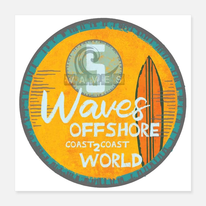 Vagues de surf conception offshore Poster 40 x 40 cm