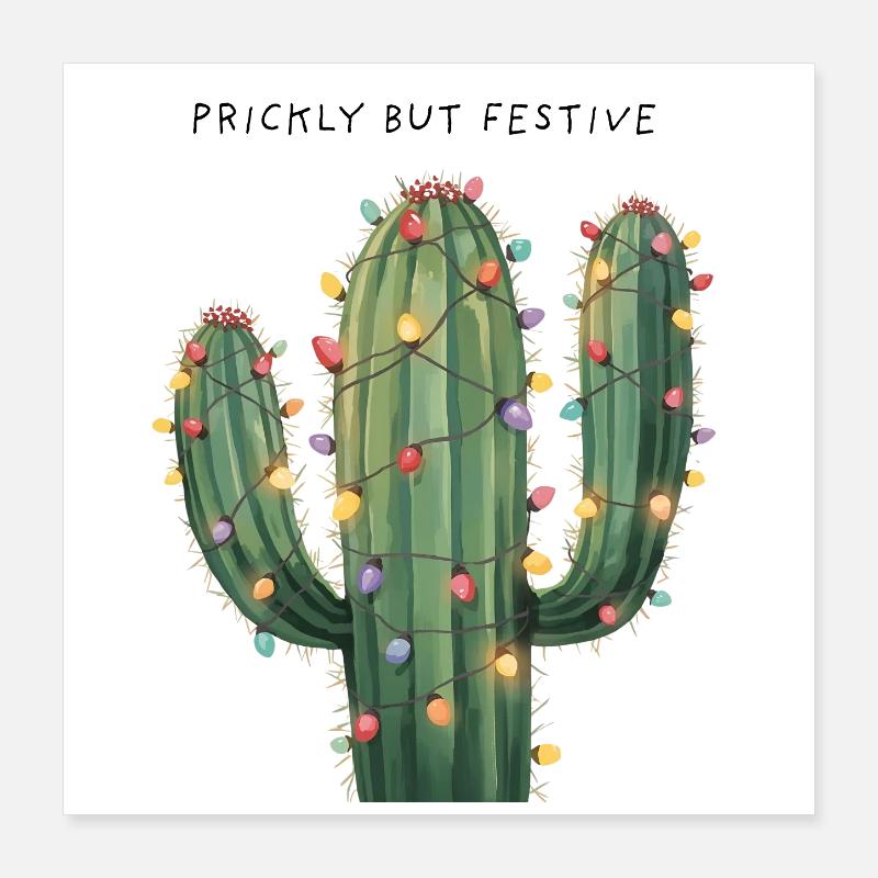 Large Christmas Cactus – Prickly but Festive Poster 16" x 16" (40x40 cm)