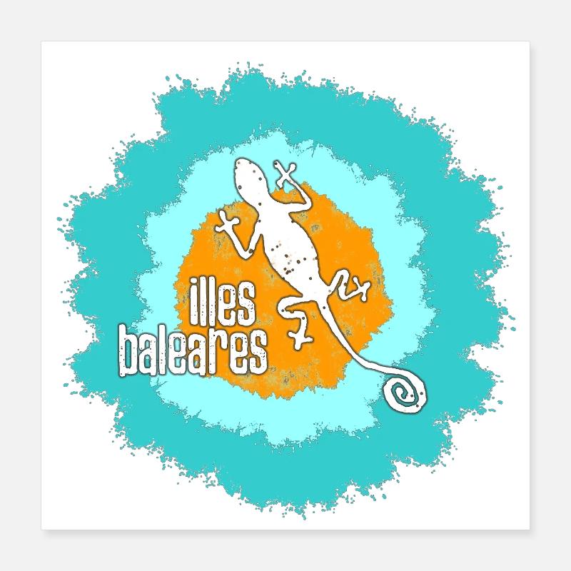 Balearic Gecko Illustration Poster 16" x 16" (40x40 cm)