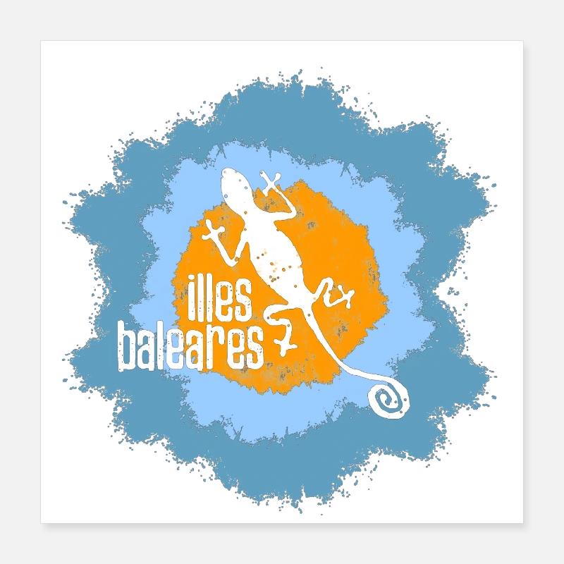 Lizard with island motif and text design Poster 16" x 16" (40x40 cm)
