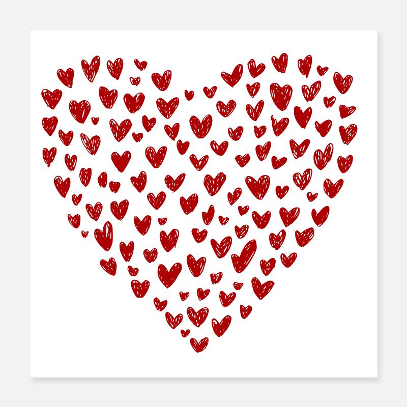 Herzkollektion: Liebe in Rot Poster 40x40 cm